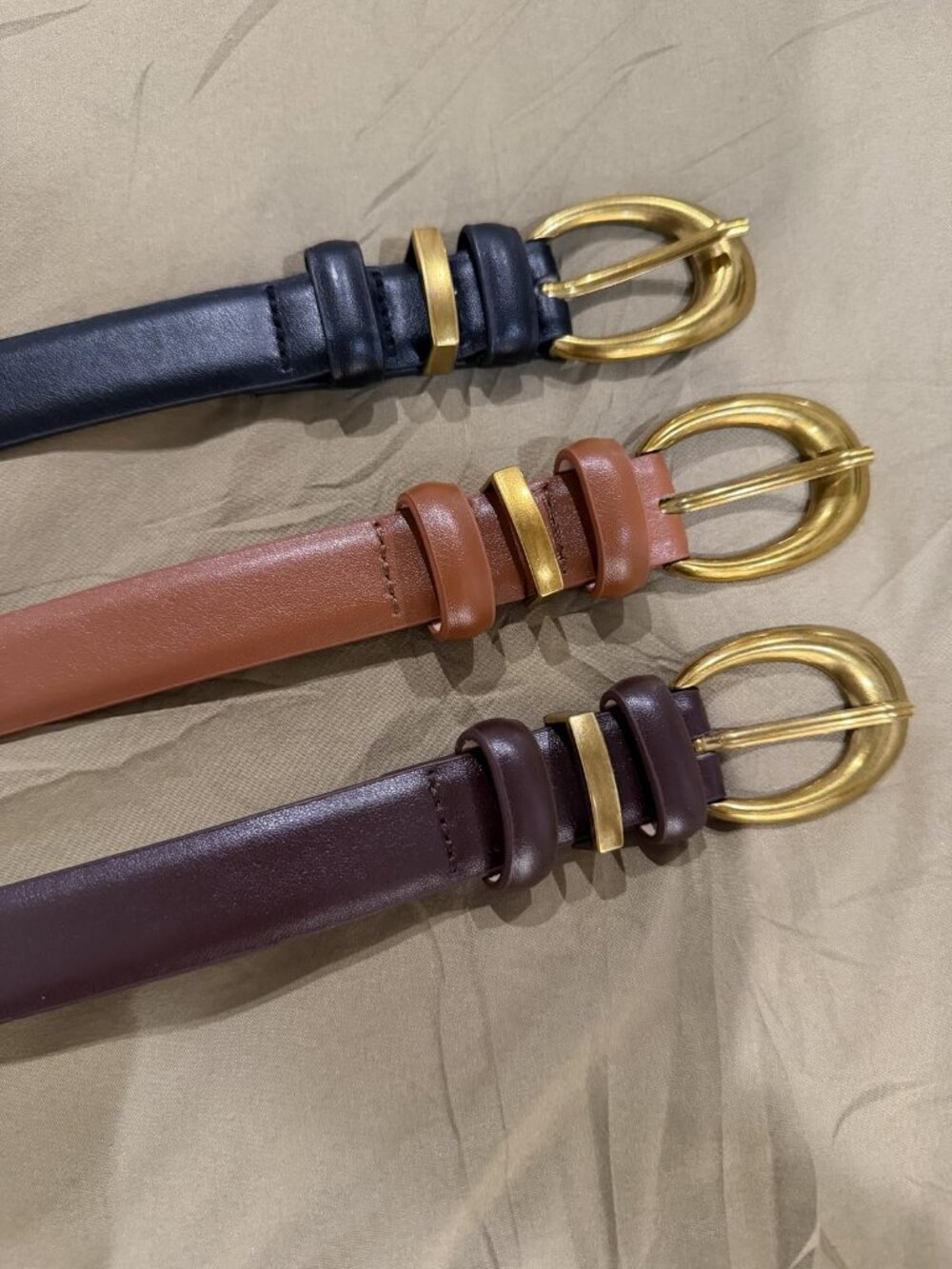 3 Pack Women Leather Belt with Gold Buckle